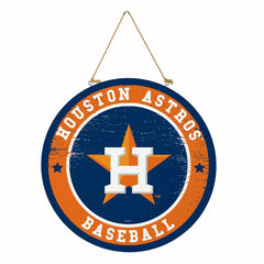 Houston Astros Round Door Décor with Hanging Rope, 18x18 - MLB Home