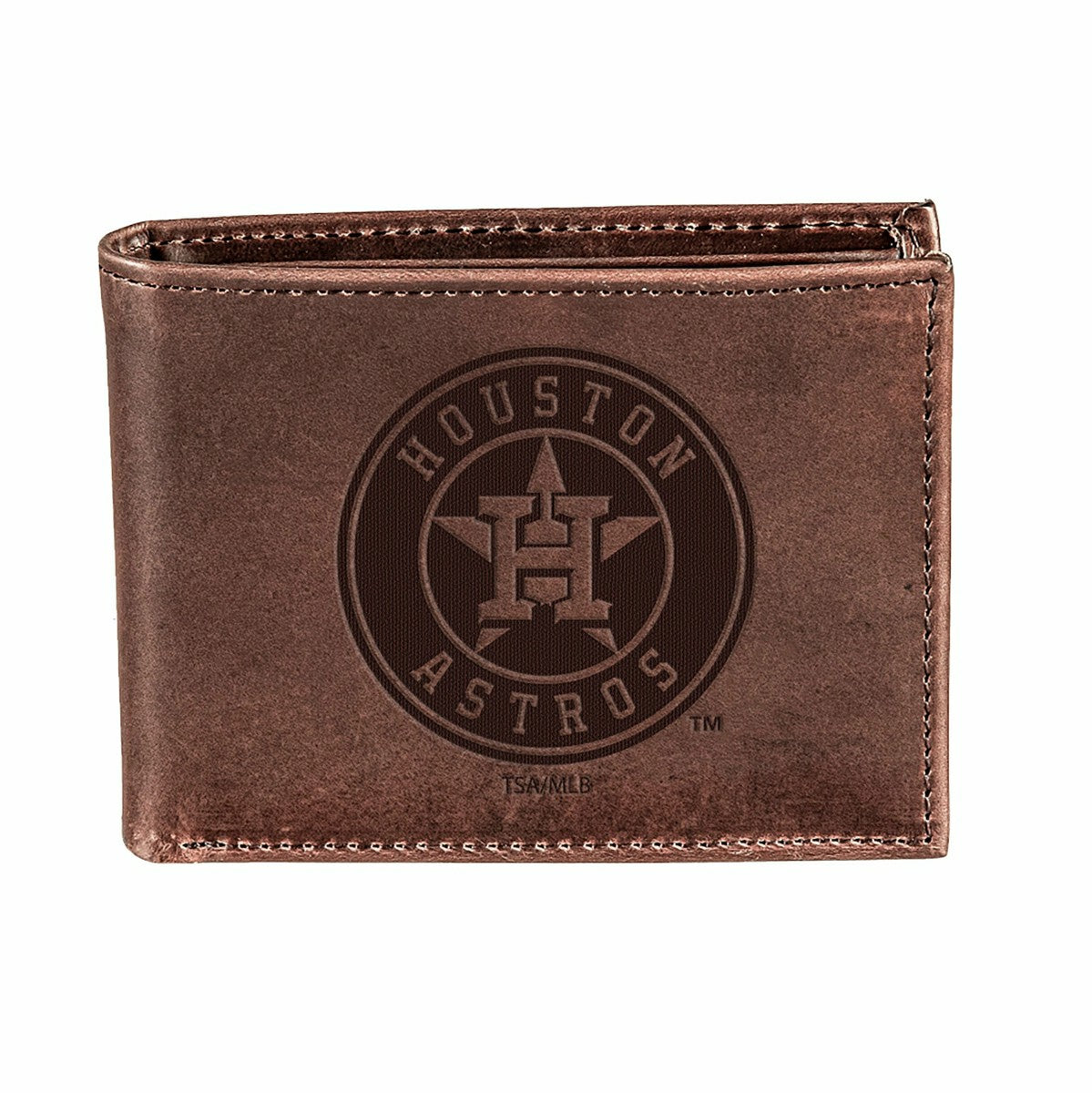 Houston Astros Bi-Fold Wallet Brown 100% Genuine Leather - MLB Home