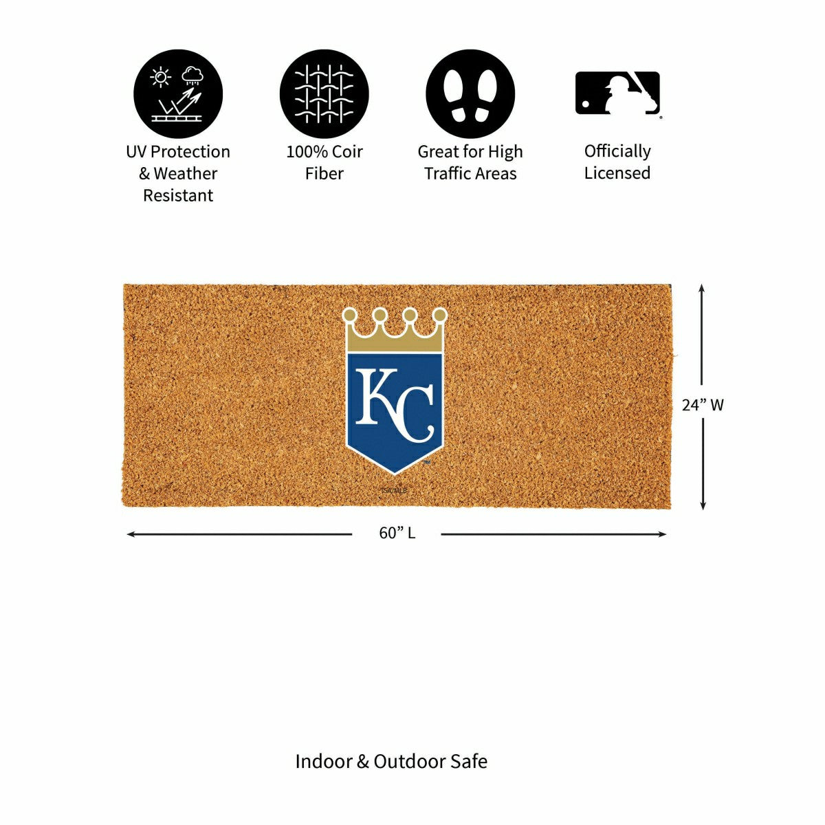 Kansas City Royals Extra Large Full Color Coir Mat, 60"x24" - MLB