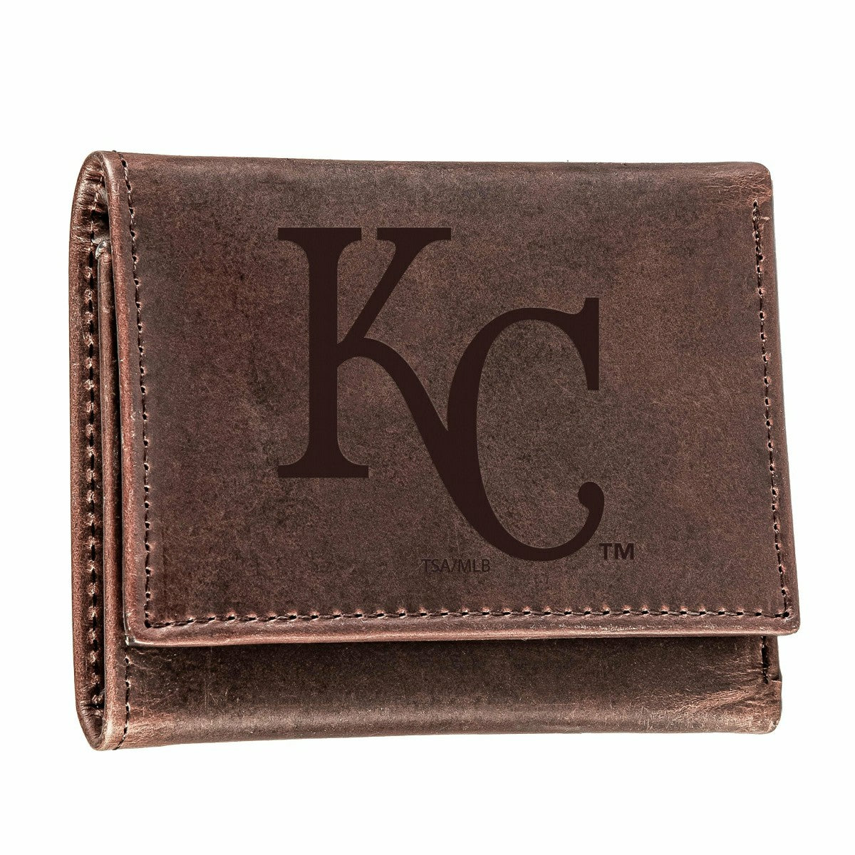 Kansas City Royals Tri-Fold Wallet Brown 100% Genuine Leather - MLB Home