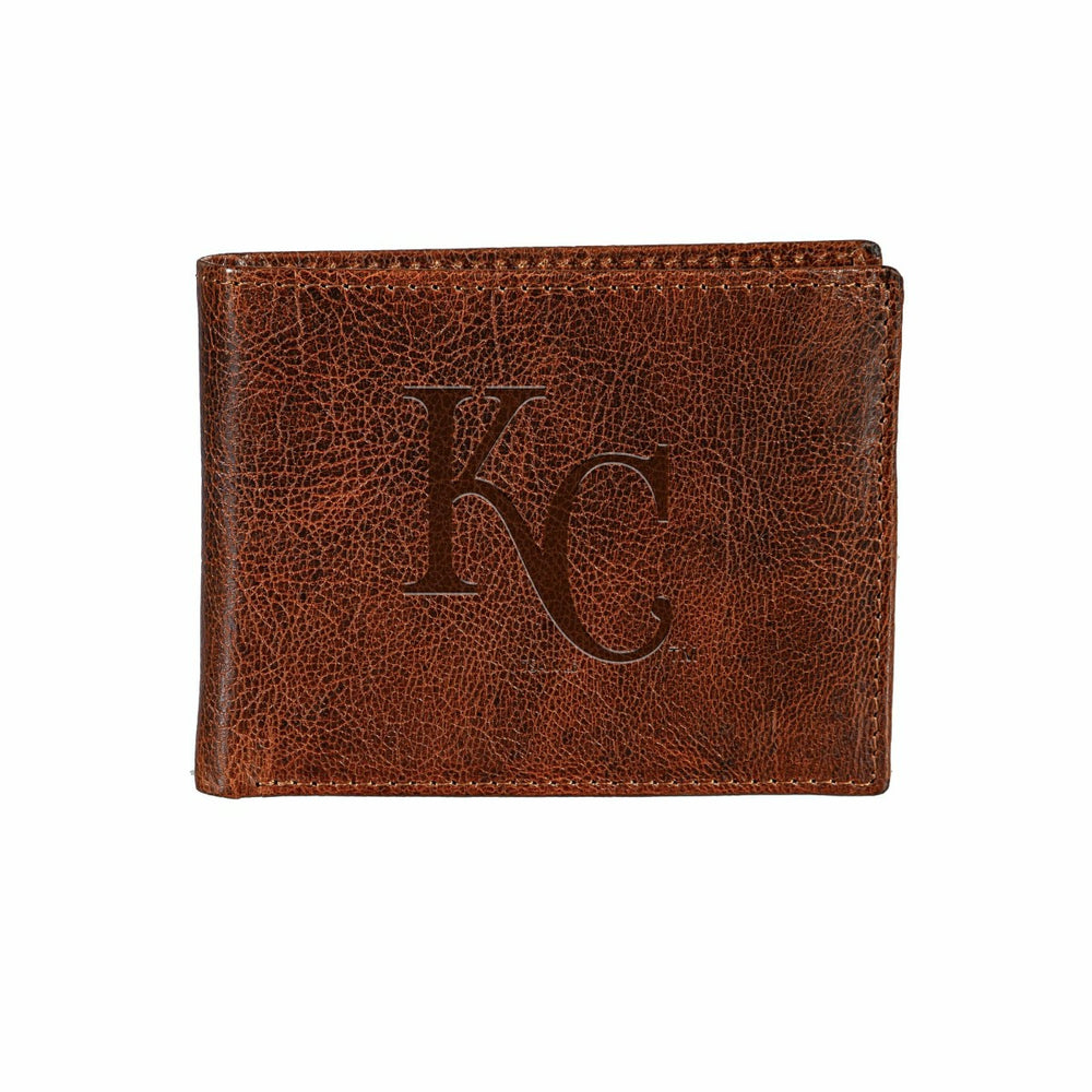 Kansas City Royals, Embossed 100% Genuine Tumbled Leather Passcase Bi- - MLB Home