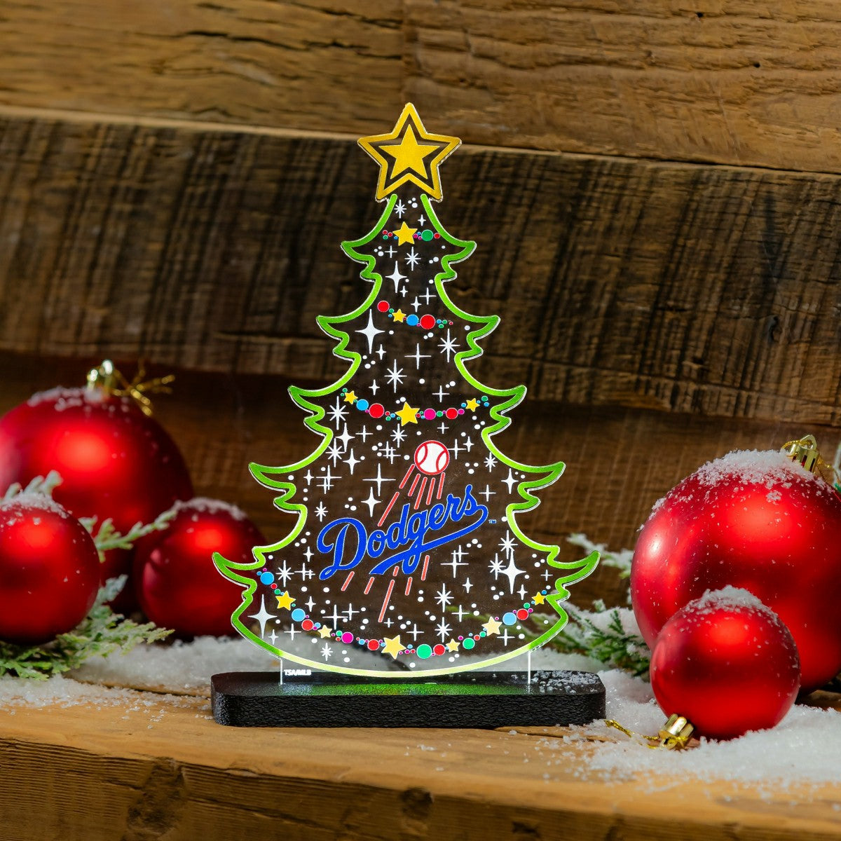 Los Angeles Dodgers Baseball Holiday Tree Desklite LED Decor - MLB Home