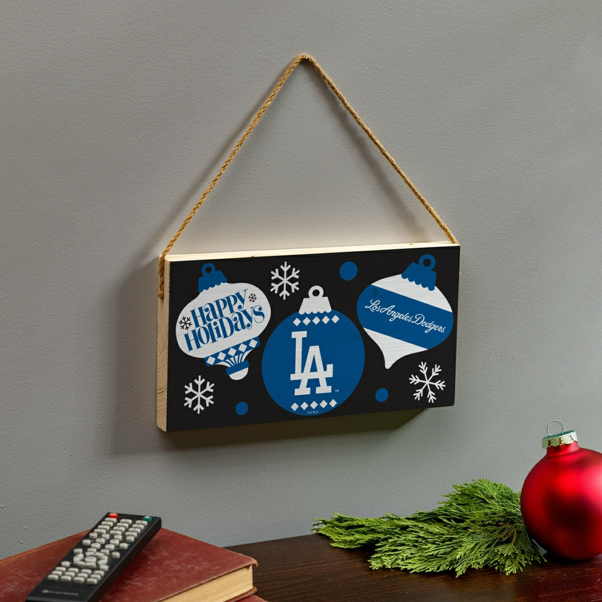 Los Angeles Dodgers Holiday Wood Wall Sign, 6x11 - MLB Home