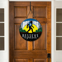 Los Angeles Dodgers Bigfoot Round Door Décor with Hanging Rope, 18x18 - MLB Home