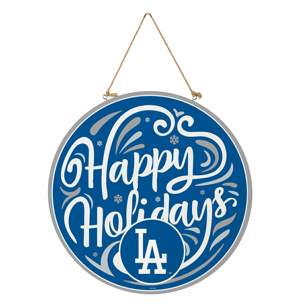 Los Angeles Dodgers Holiday Round Door Décor with Hanging Rope, 18x18 - MLB Home