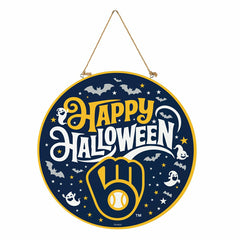 Milwaukee Brewers Halloween Round Door Décor with Hanging Rope, 18x18 - MLB Home