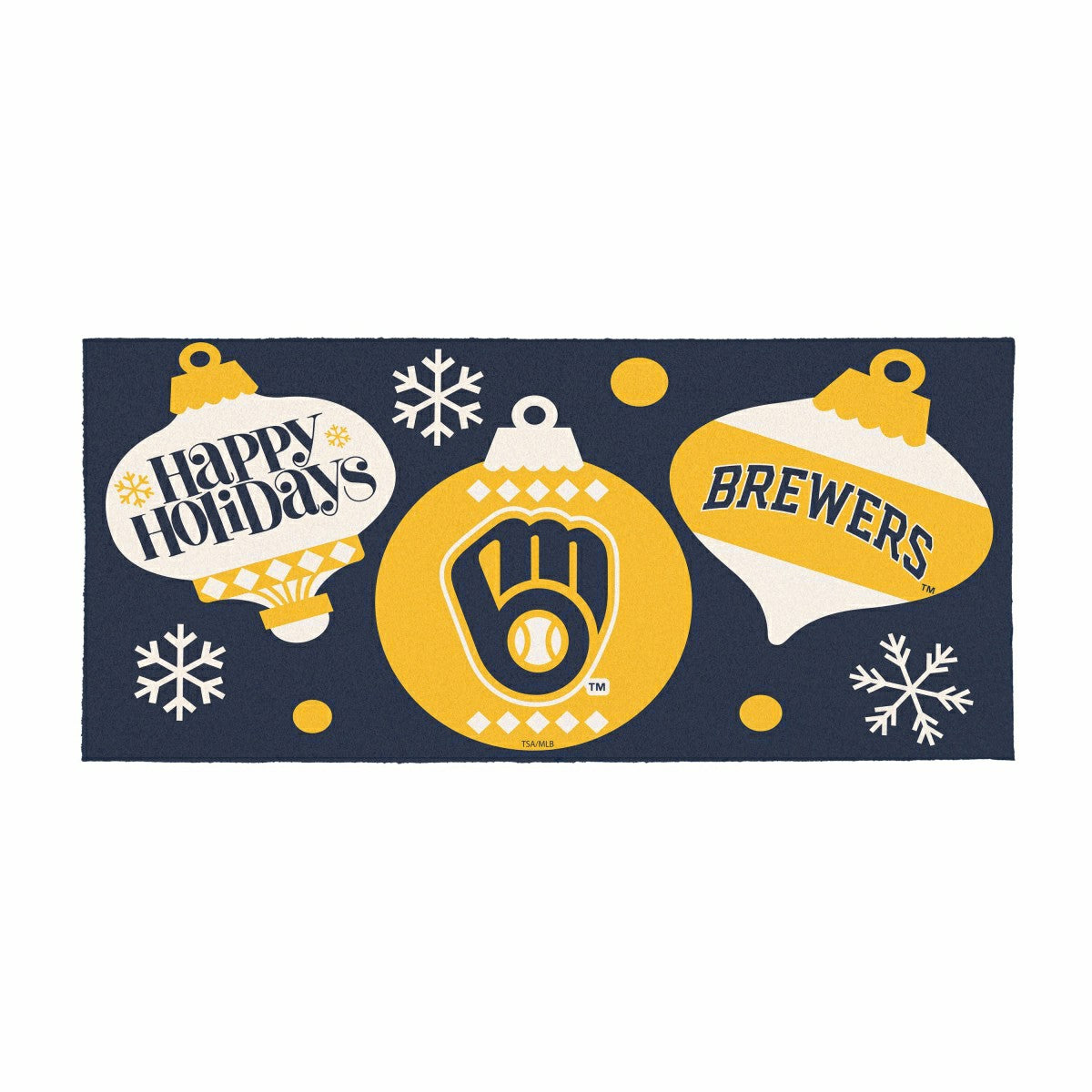 Milwaukee Brewers Holiday Flocked Coir Sassafras Switch Mat, 22"x10" - MLB
