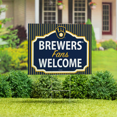 Milwaukee Brewers Coroplast Yard Sign, "Fans Welcome" - MLB Home