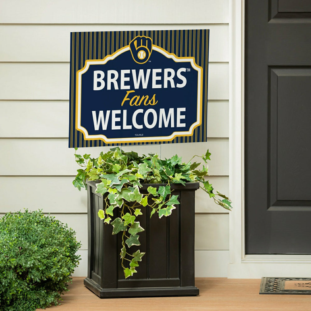 Milwaukee Brewers Coroplast Yard Sign, "Fans Welcome" - MLB Home