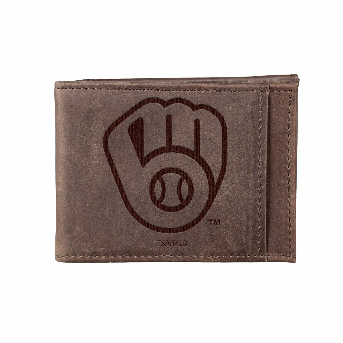Milwaukee Brewers Front Pocket Wallet w/ RFID Blocking Brown - MLB Home