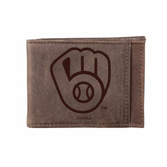 Milwaukee Brewers Front Pocket Wallet w/ RFID Blocking Brown - MLB Home