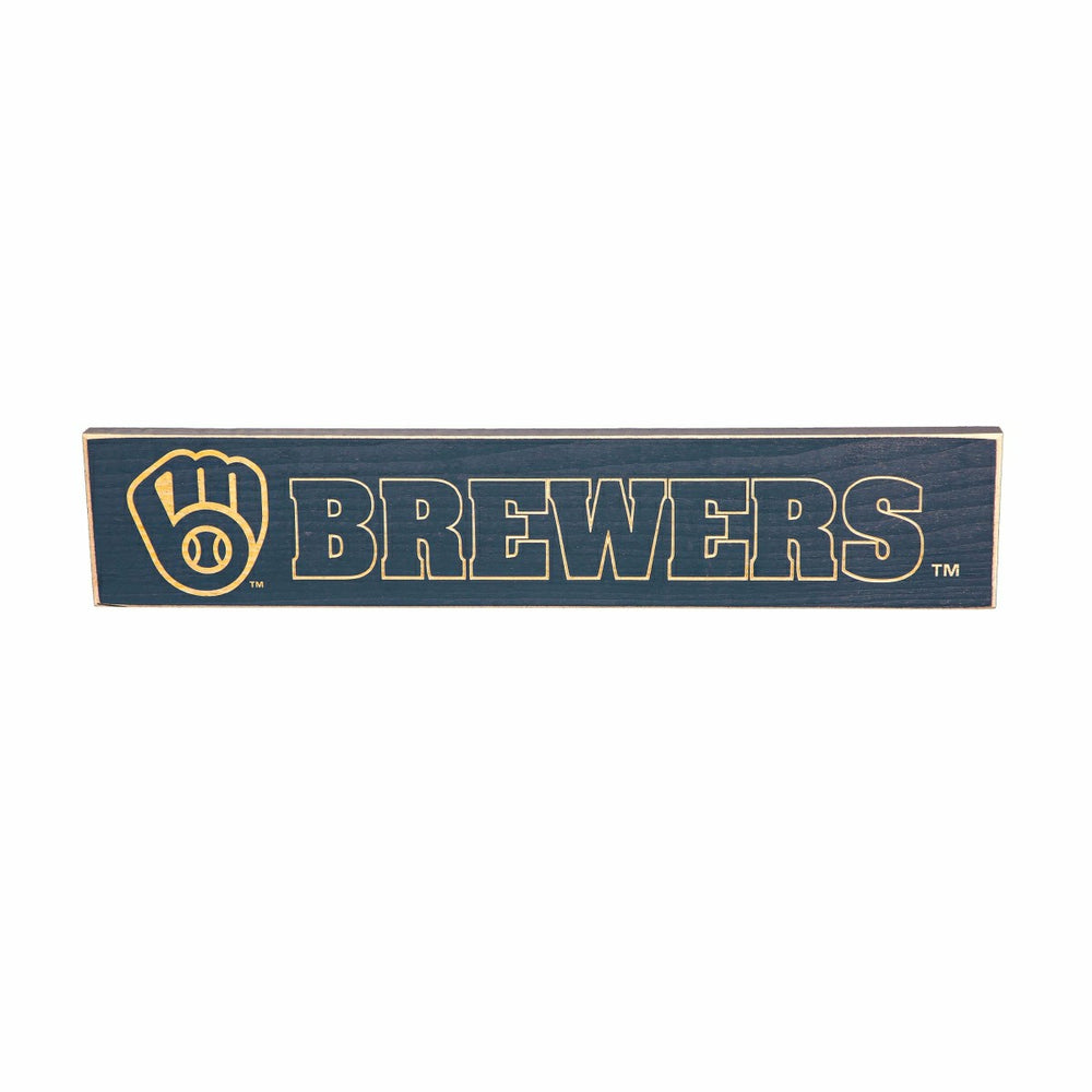 Milwaukee Brewers Engraved Wood Sign, 3.5" x 18" - MLB Home