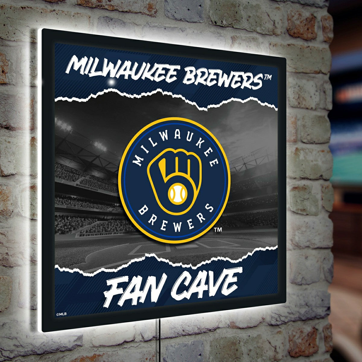 Milwaukee Brewers 23"H x 23"L LED Wall Decor, Edgelite, Square - MLB Home