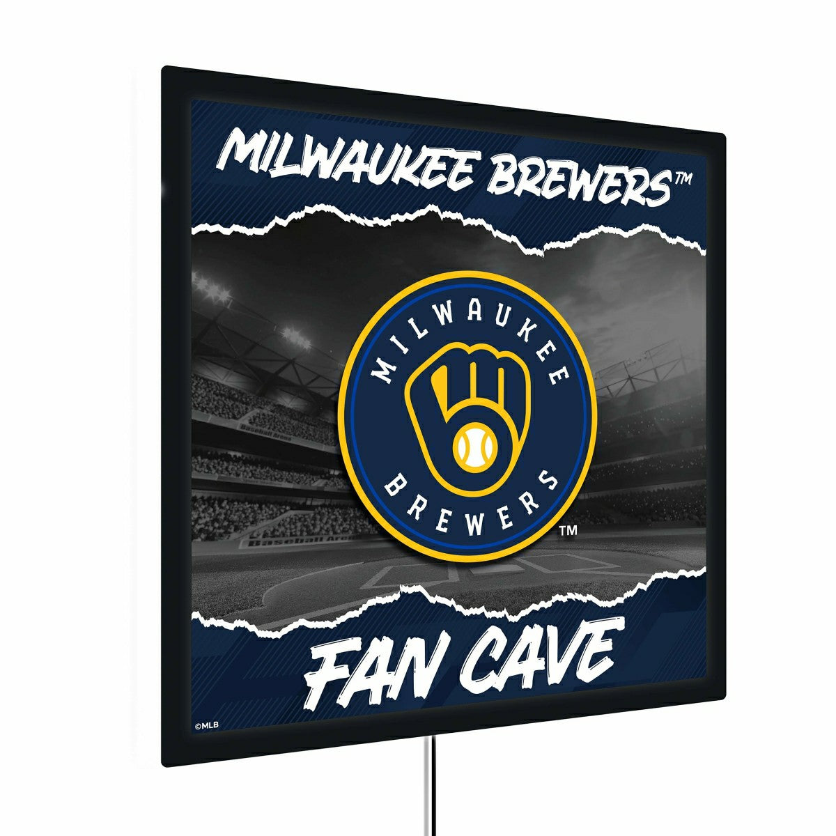 Milwaukee Brewers 23"H x 23"L LED Wall Decor, Edgelite, Square - MLB Home