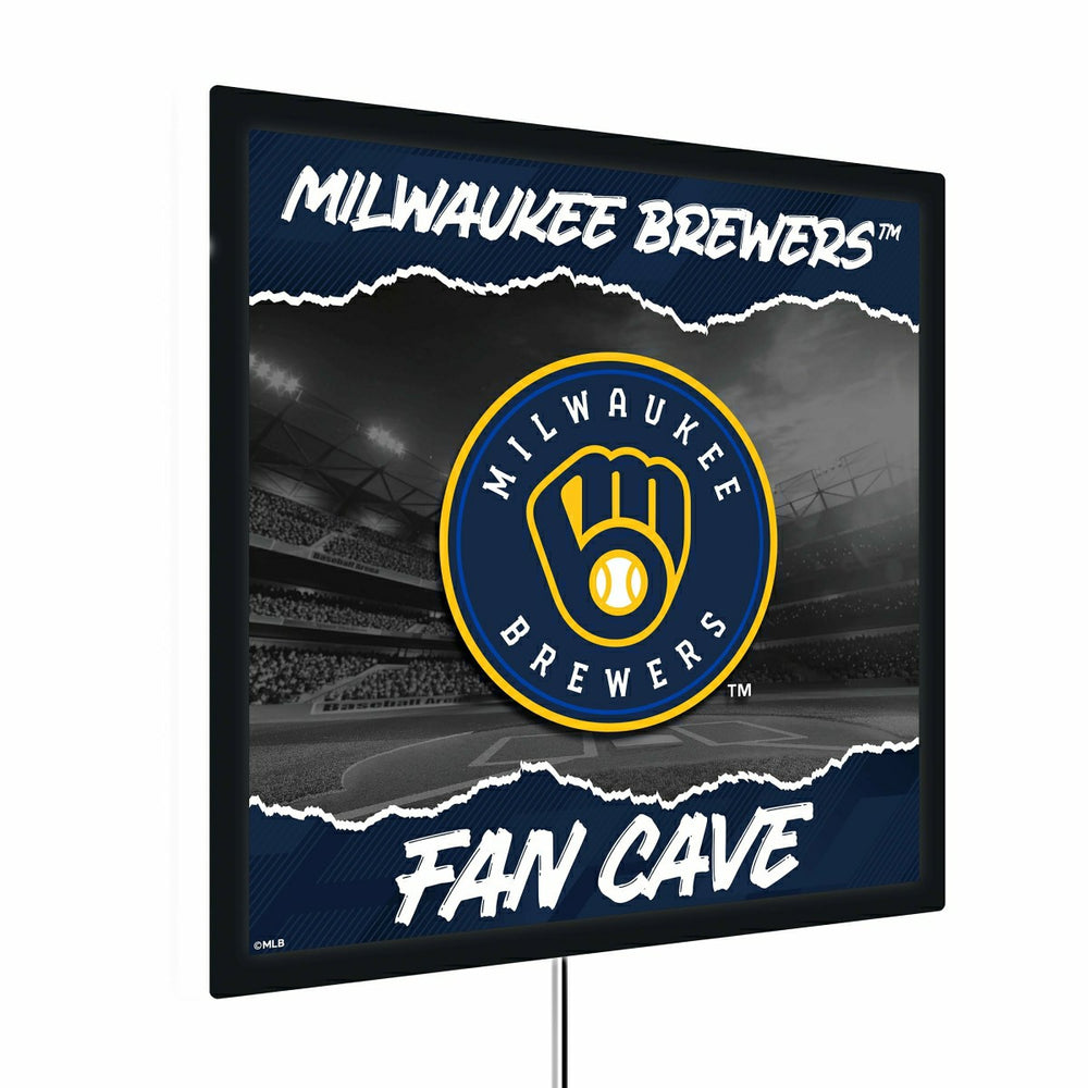 Milwaukee Brewers 23"H x 23"L LED Wall Decor, Edgelite, Square - MLB Home