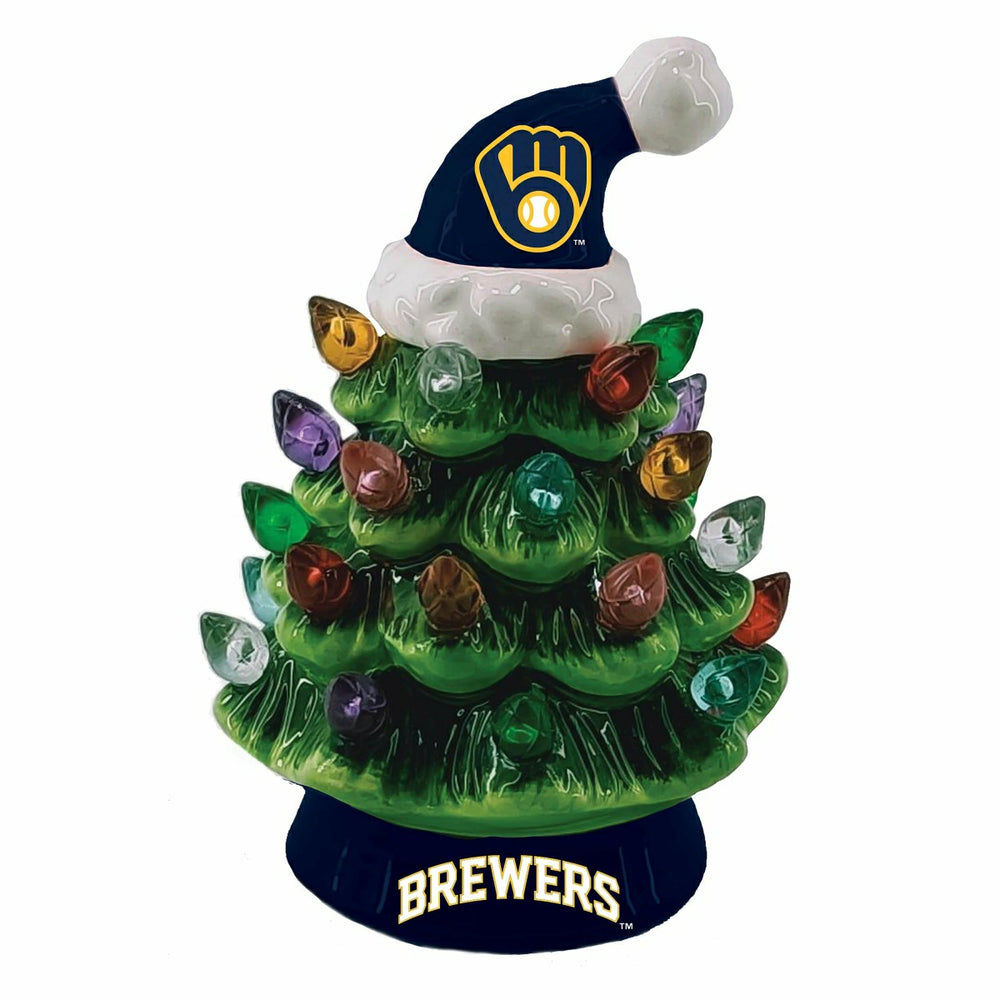 Milwaukee Brewers 8" LED Ceramic Christmas Tree - MLB Home