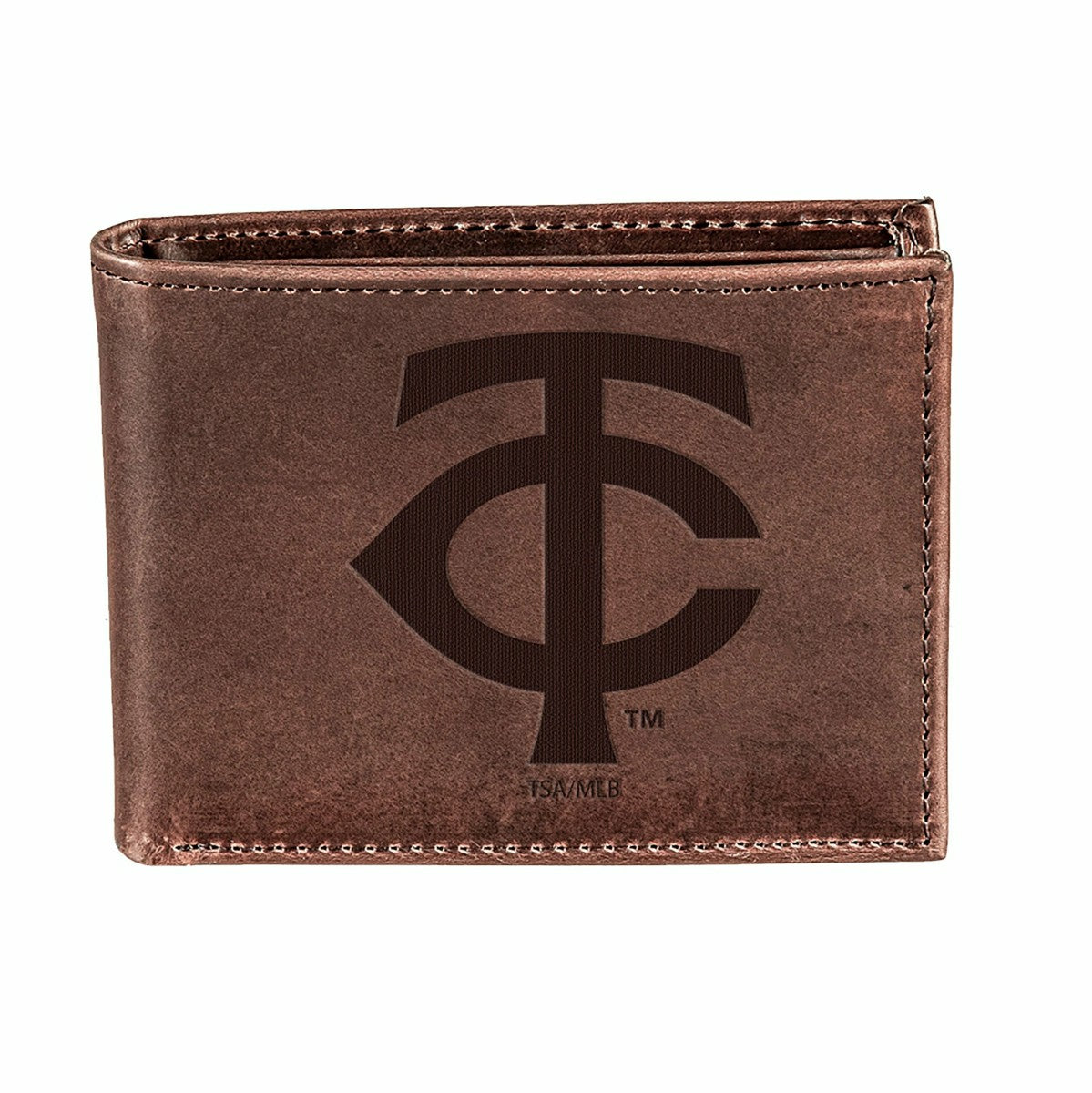 Minnesota Twins Bi-Fold Wallet Brown 100% Genuine Leather - MLB Home