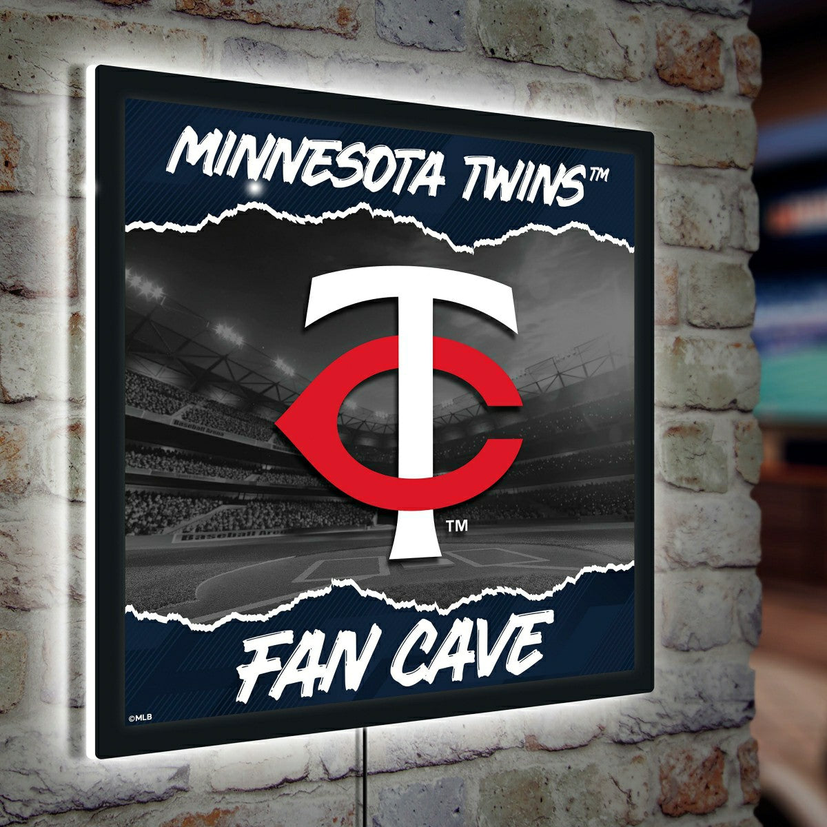 Minnesota Twins 23"H x 23"L LED Wall Decor, Edgelite, Square - MLB Home