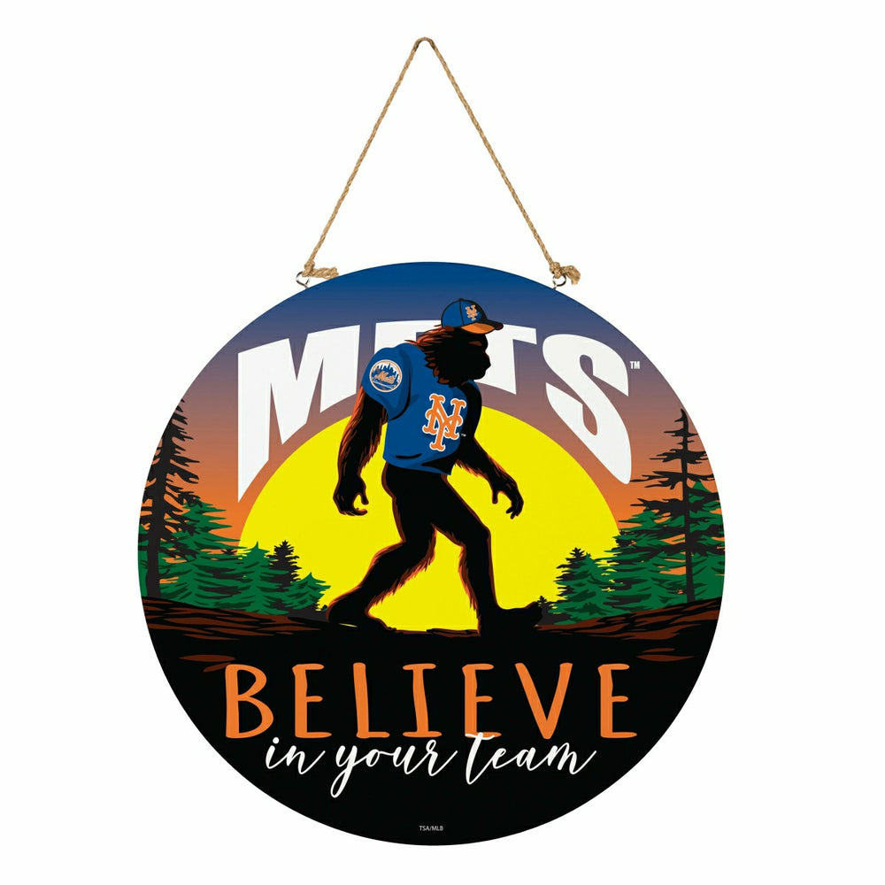 New York Mets Bigfoot Round Door Décor with Hanging Rope, 18x18 - MLB Home