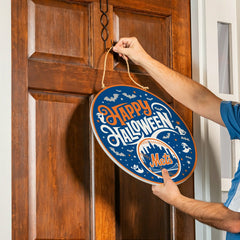 New York Mets Halloween Round Door Décor with Hanging Rope, 18x18 - MLB Home