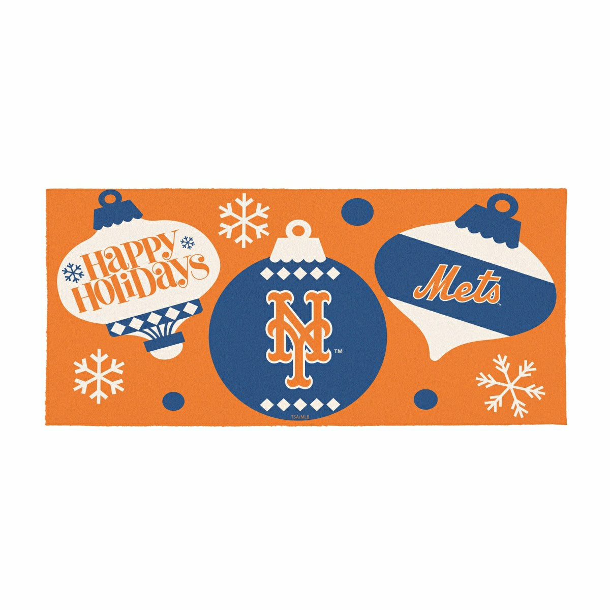 New York Mets Holiday Flocked Coir Sassafras Switch Mat, 22"x10" - MLB