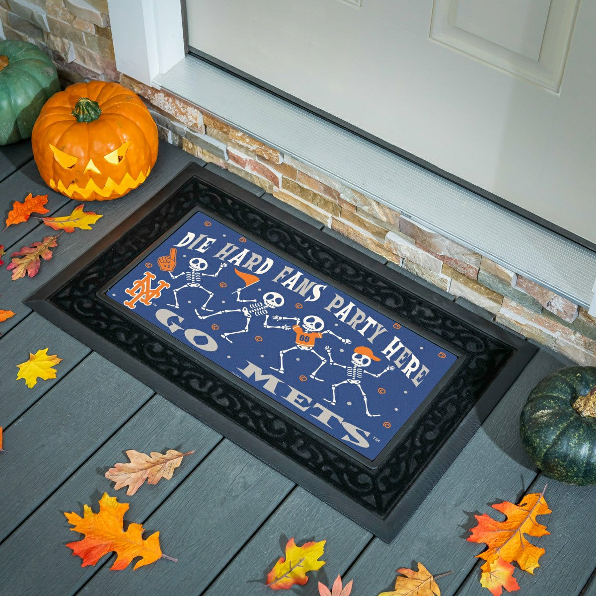 New York Mets Flocked Coir Halloween Sassafras Switch Mat, 22"x10" - MLB