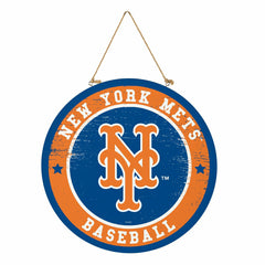 New York Mets Round Door Décor with Hanging Rope, 18x18 - MLB Home