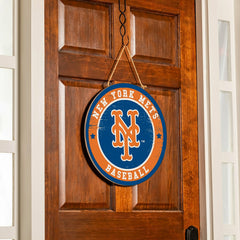 New York Mets Round Door Décor with Hanging Rope, 18x18 - MLB Home