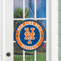 New York Mets Round Door Décor with Hanging Rope, 18x18 - MLB Home