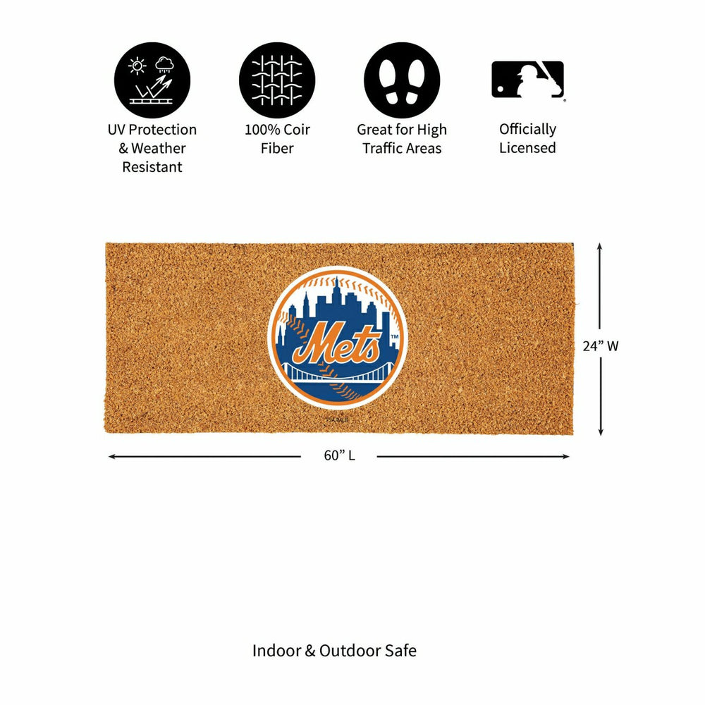 New York Mets Extra Large Full Color Coir Mat, 60"x24" - MLB