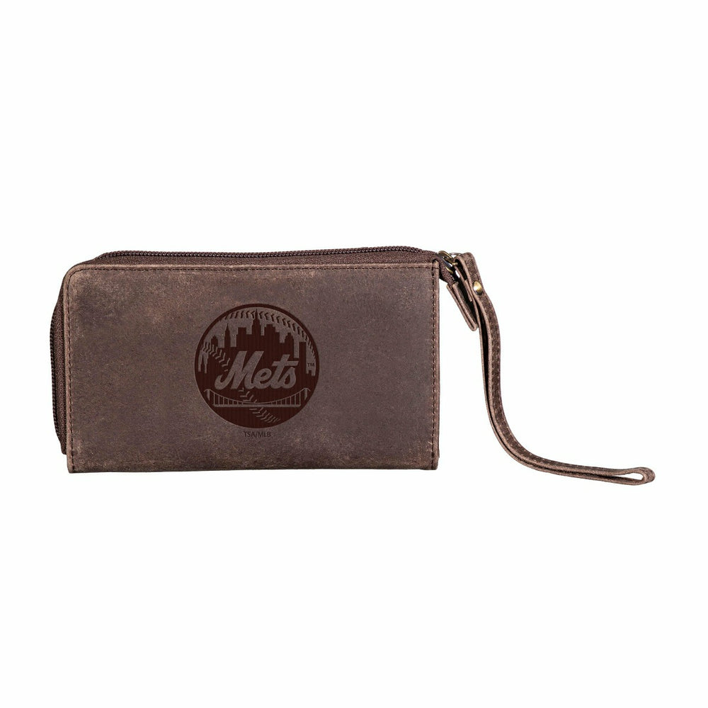 New York Mets Wristlet Wallet Brown - MLB Home