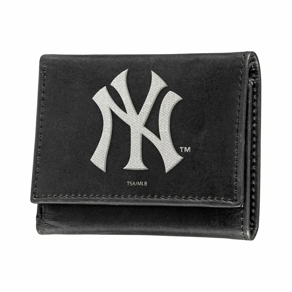 New York Yankees Black Tri-Fold Embroidered Wallet w/ RFID Blocking - MLB Home