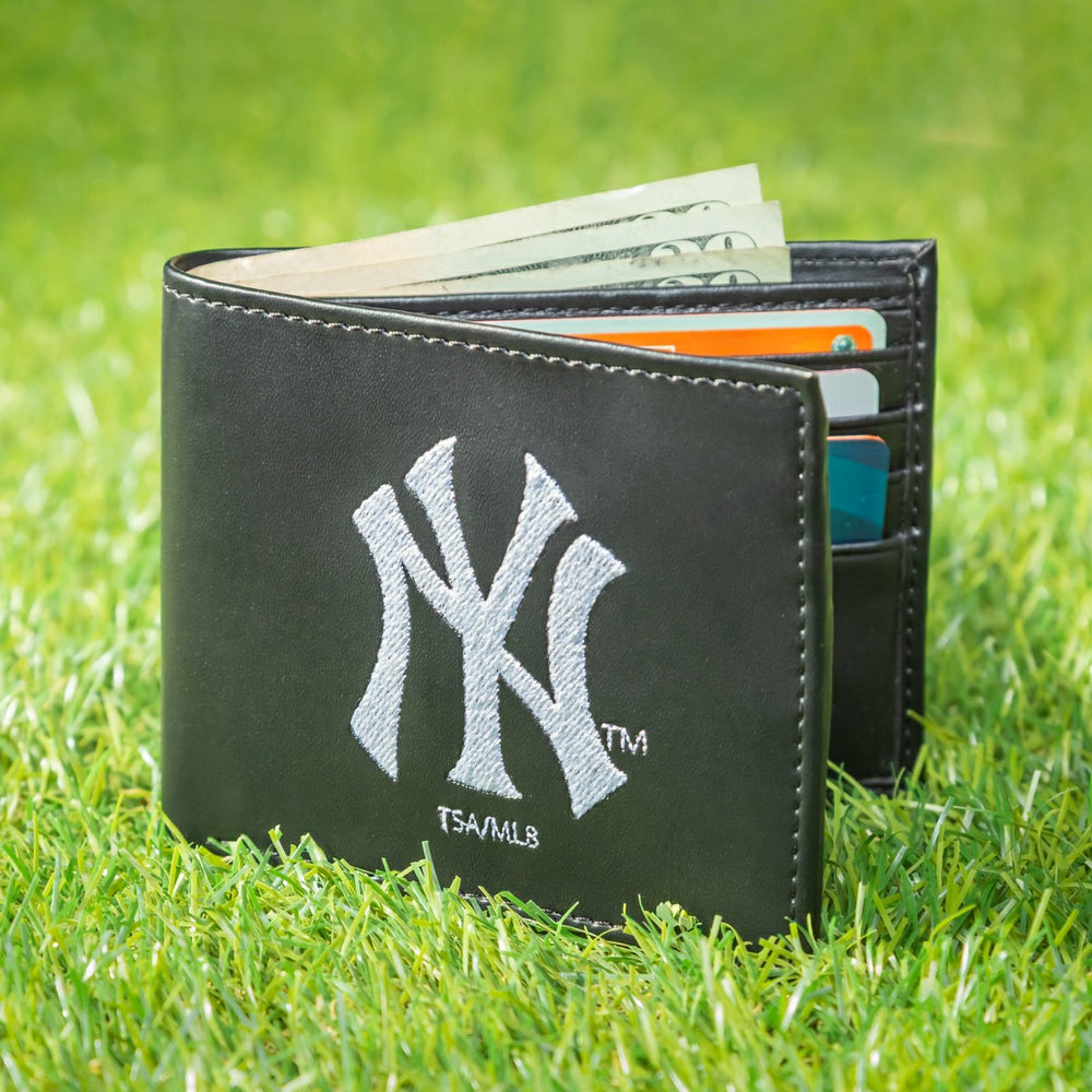 New York Yankees Black Bi-Fold Embroidered Wallet w/ RFID Blocking - MLB Home