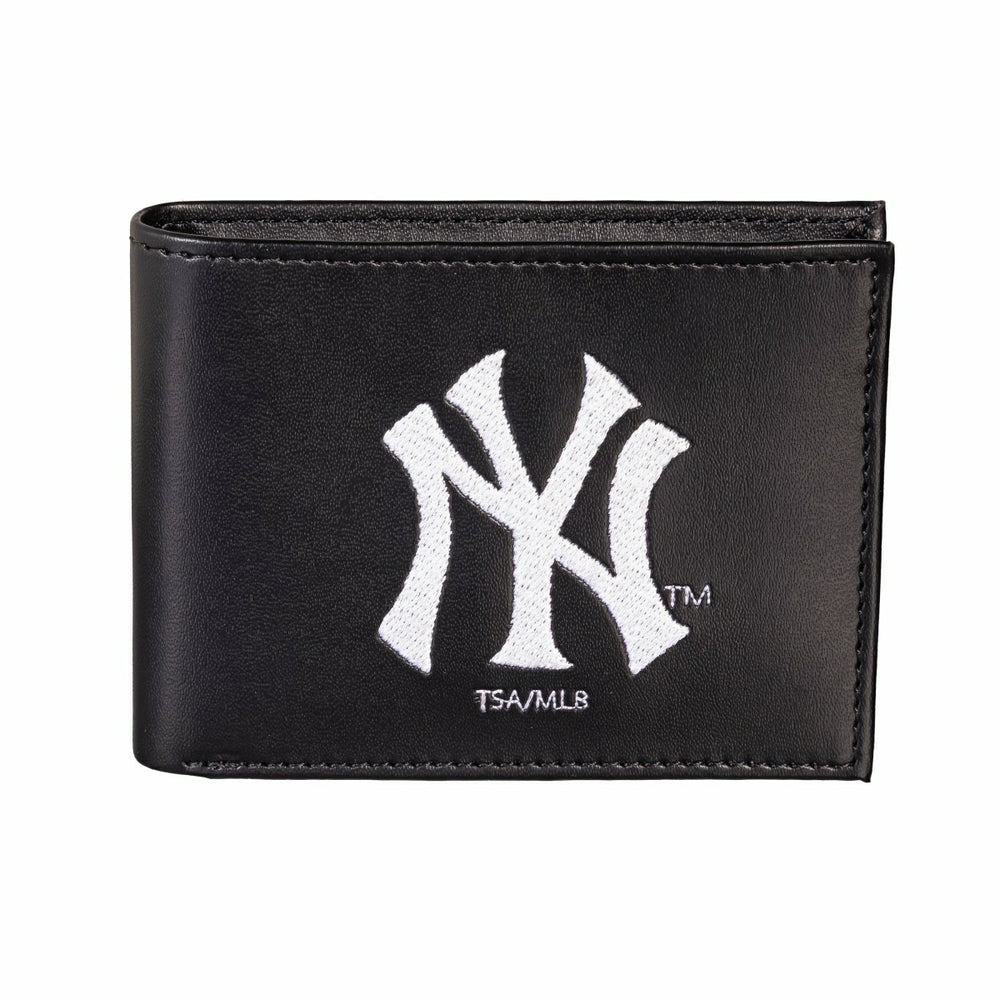 New York Yankees Black Bi-Fold Embroidered Wallet w/ RFID Blocking - MLB Home
