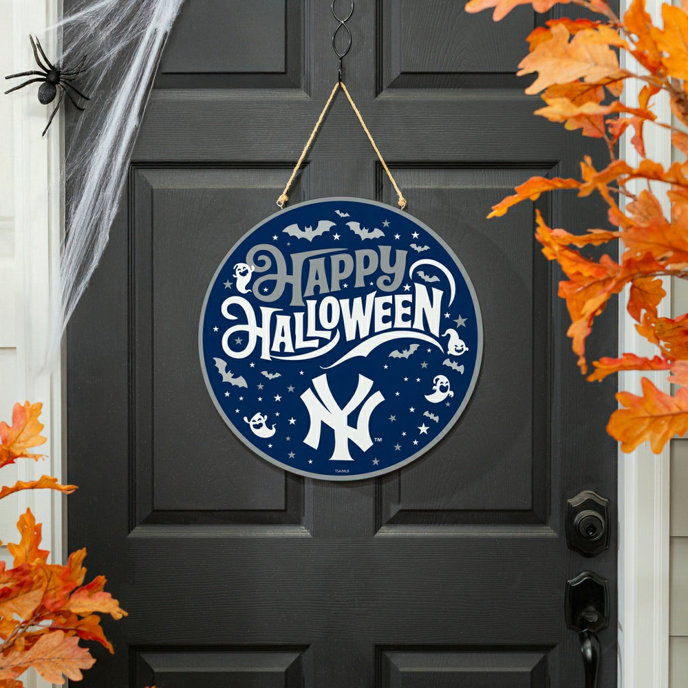 New York Yankees Halloween Round Door Décor with Hanging Rope, 18x18 - MLB Home