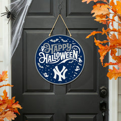 New York Yankees Halloween Round Door Décor with Hanging Rope, 18x18 - MLB Home