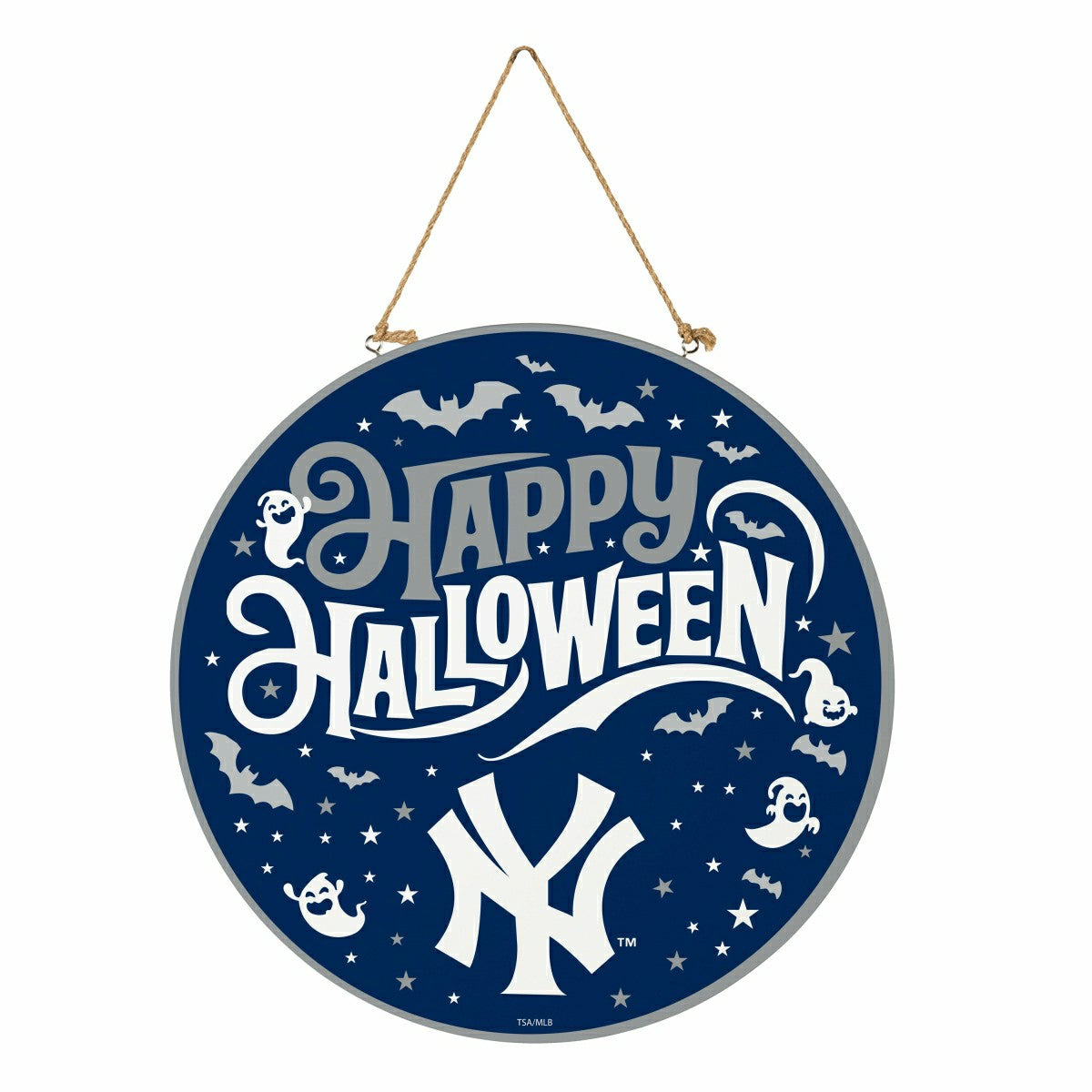 New York Yankees Halloween Round Door Décor with Hanging Rope, 18x18 - MLB Home