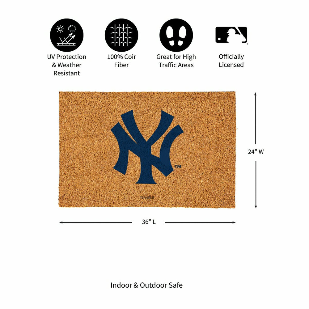 NY Yankees Large Full Color Coir Mat, 36"x24" - MLB