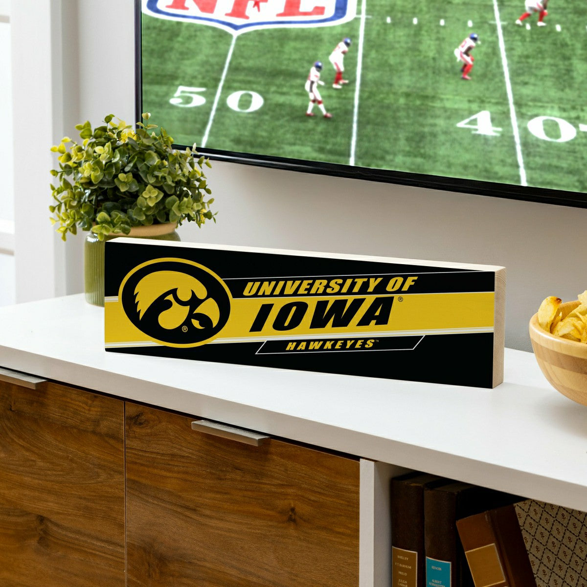University of Iowa Mantle Sign, Down Home Fans, 5x18 - Sale Collegiate Home