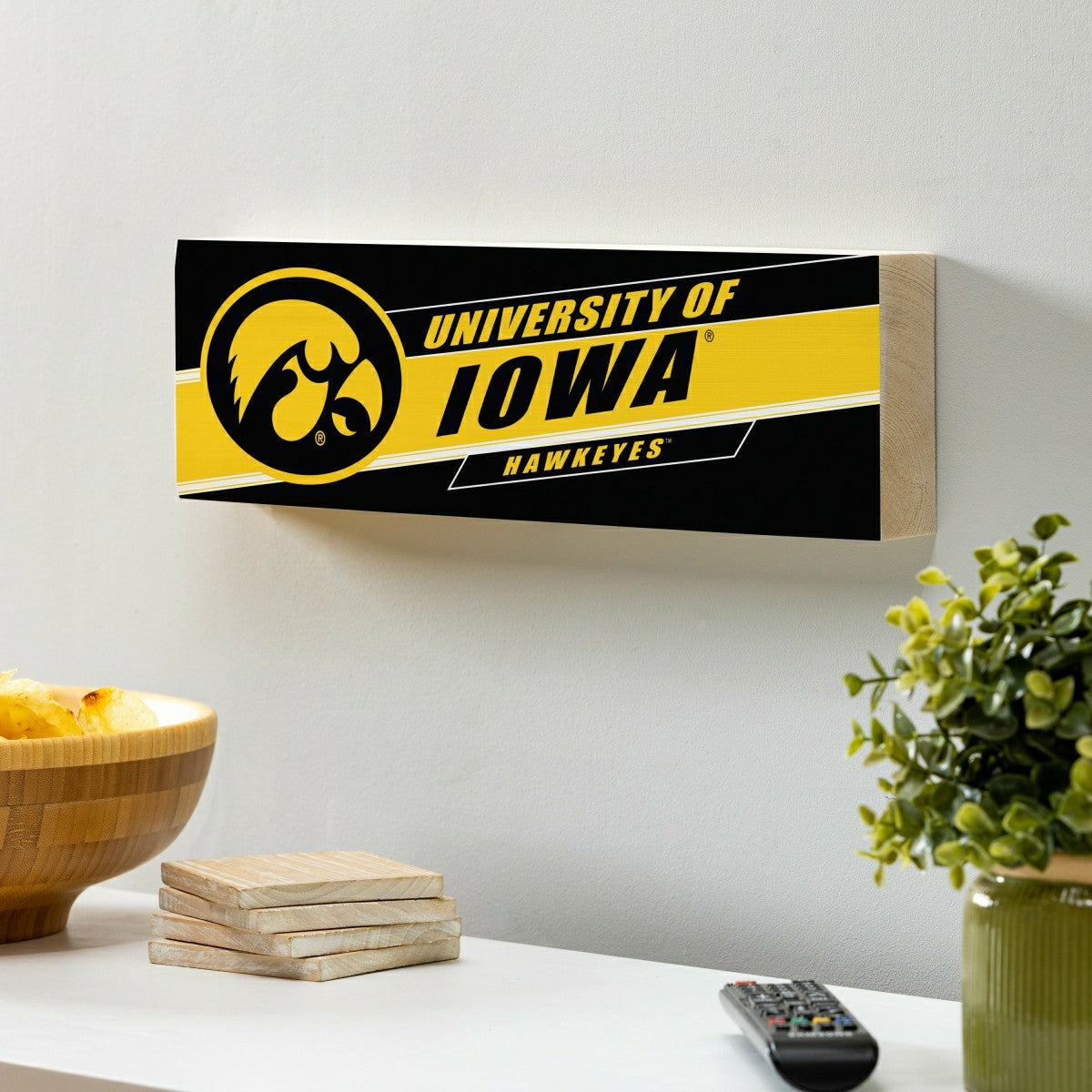 University of Iowa Mantle Sign, Down Home Fans, 5x18 - Sale Collegiate Home