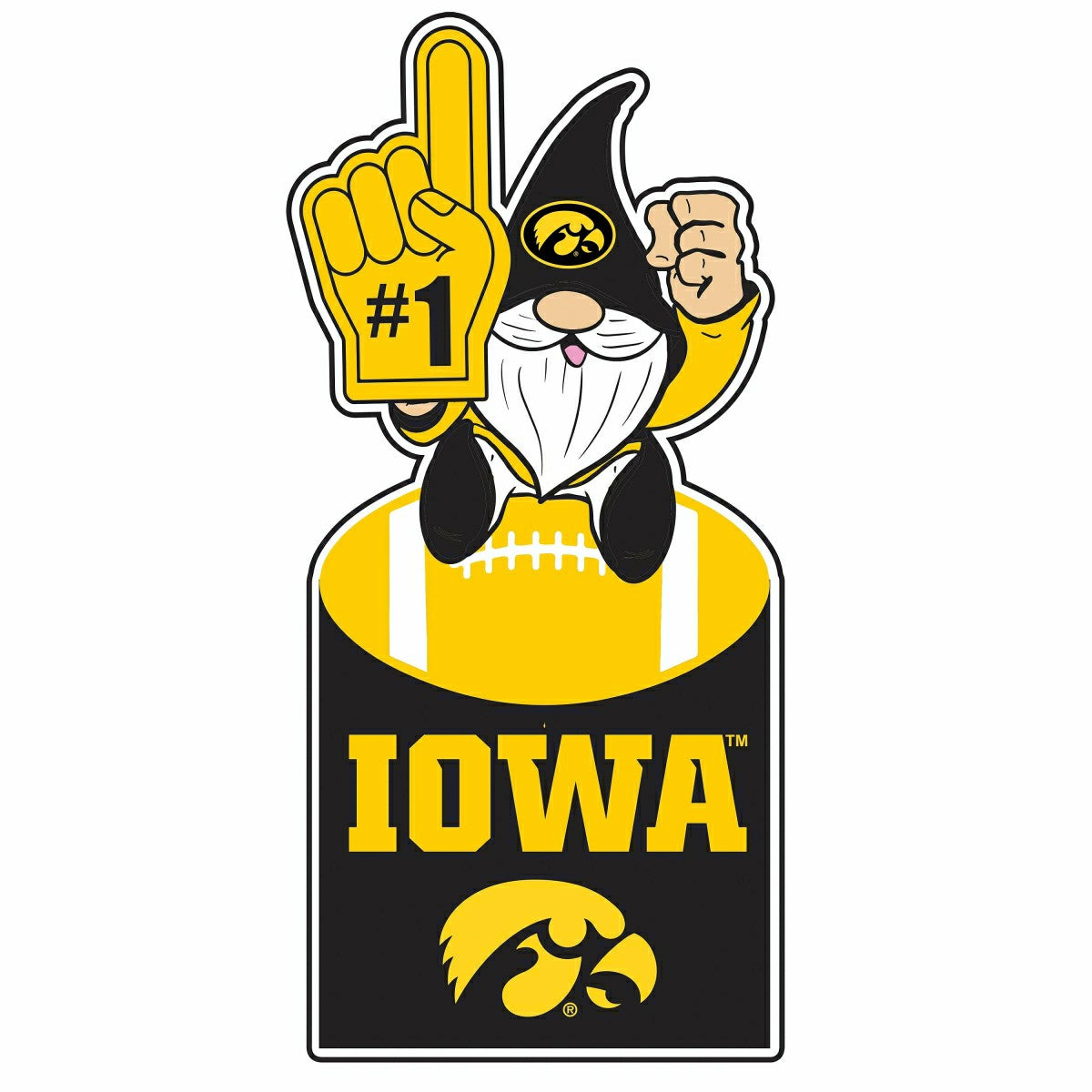 University of Iowa Gnome Metal Sign 10"L x 30"H - Sale Collegiate Home