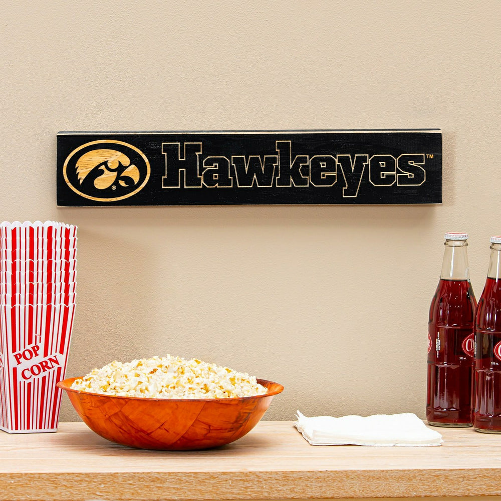 University of Iowa Engraved Wood Sign, 3.5" x 18" - Sale Collegiate Home