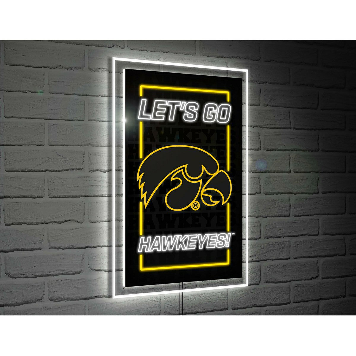 University of Iowa College Rectangle Neolite LED Decor - Sale Collegiate Home