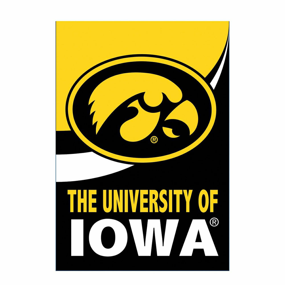 University of Iowa Burlap Flag House Size - Sale Collegiate Home
