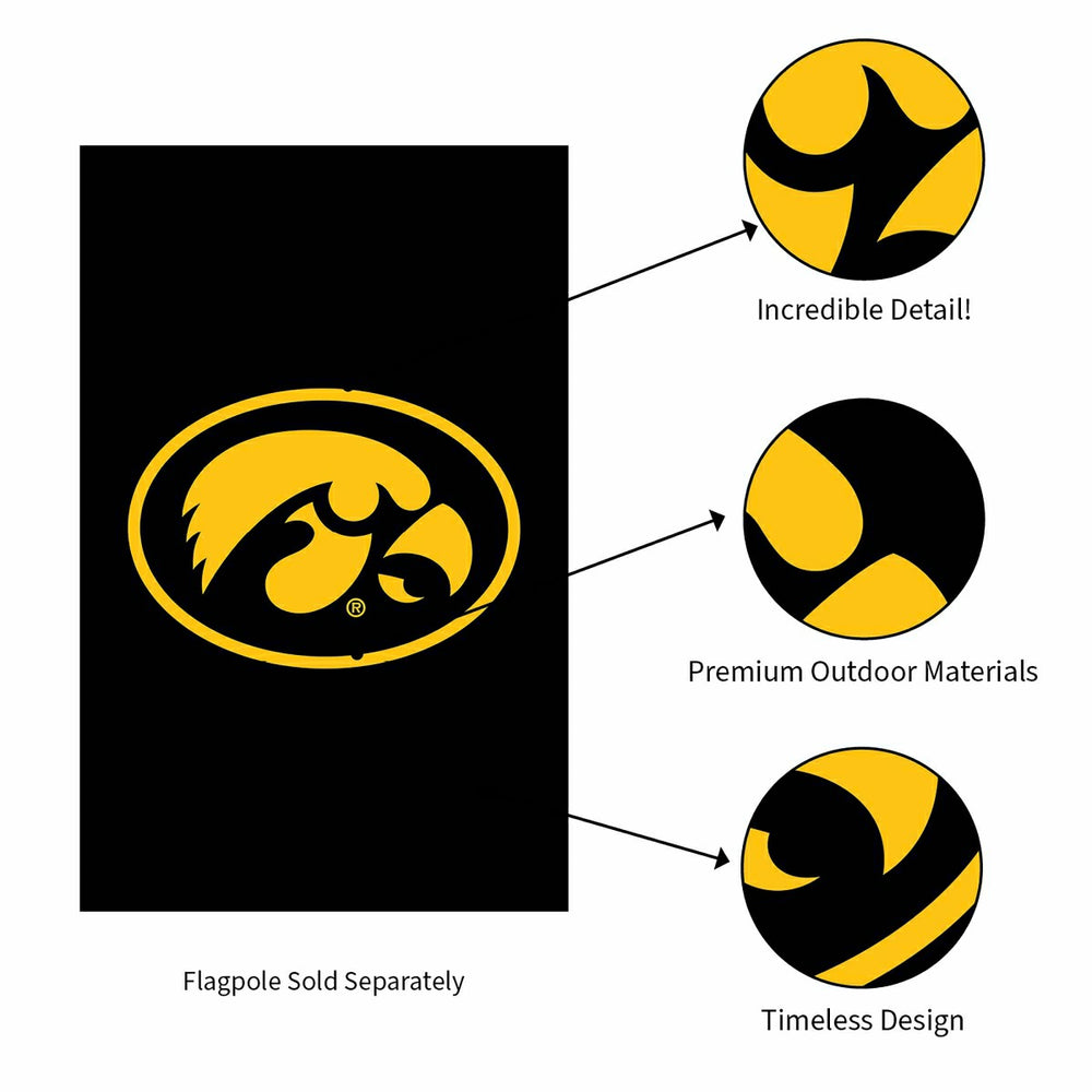 University of Iowa Applique House Flag - Sale Collegiate Home