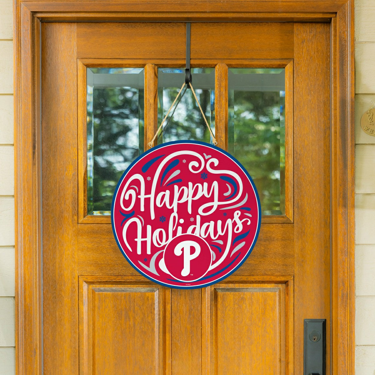 Philadelphia Phillies Holiday Round Door Décor with Hanging Rope, 18x1 - MLB Home