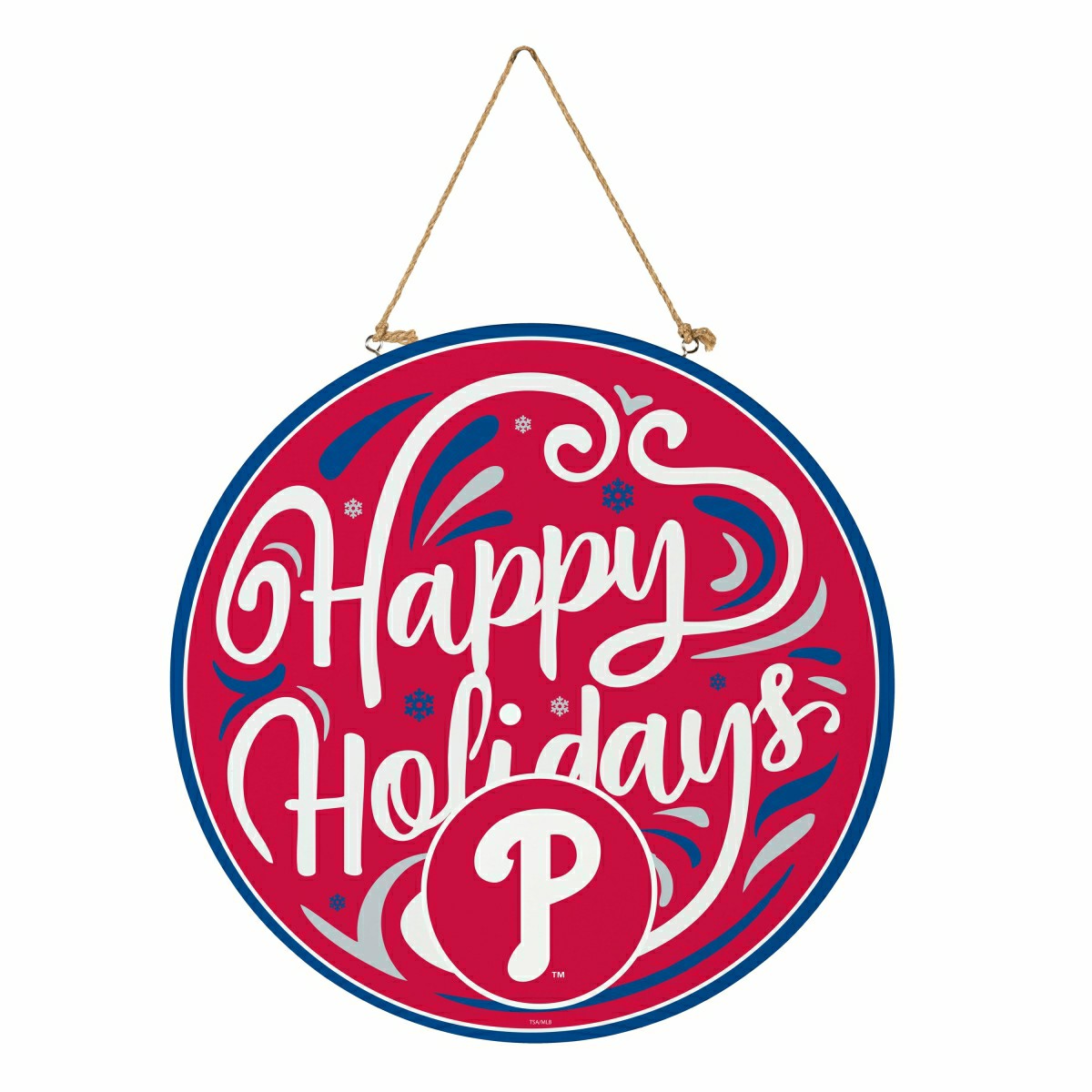 Philadelphia Phillies Holiday Round Door Décor with Hanging Rope, 18x1 - MLB Home