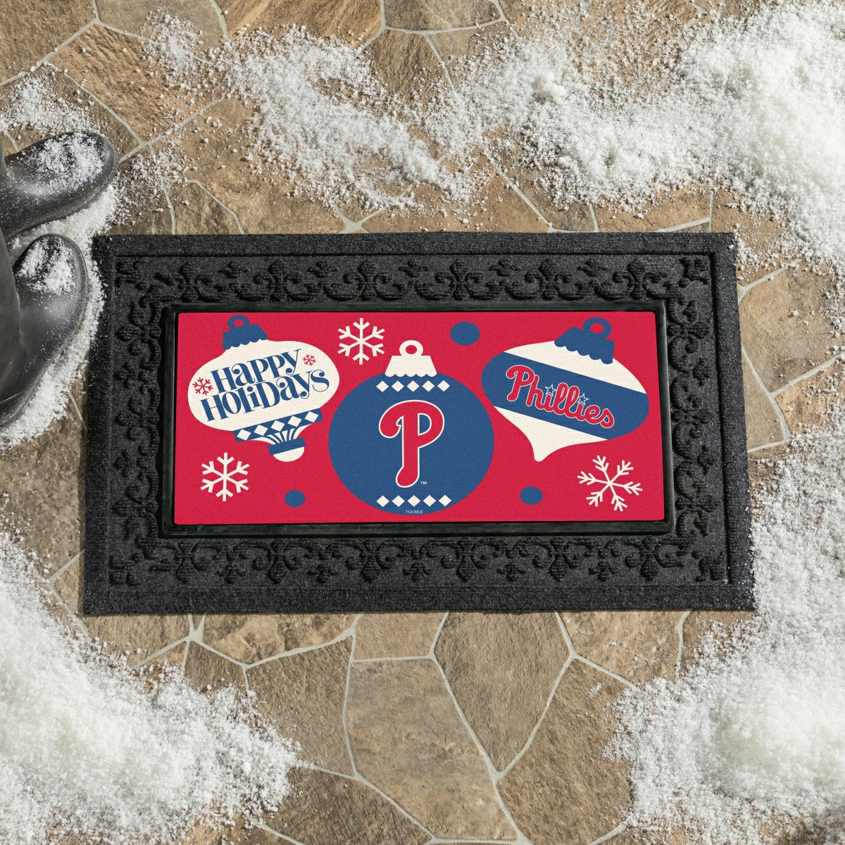 Philadelphia Phillies Holiday Flocked Coir Sassafras Switch Mat, 22"x1 - MLB