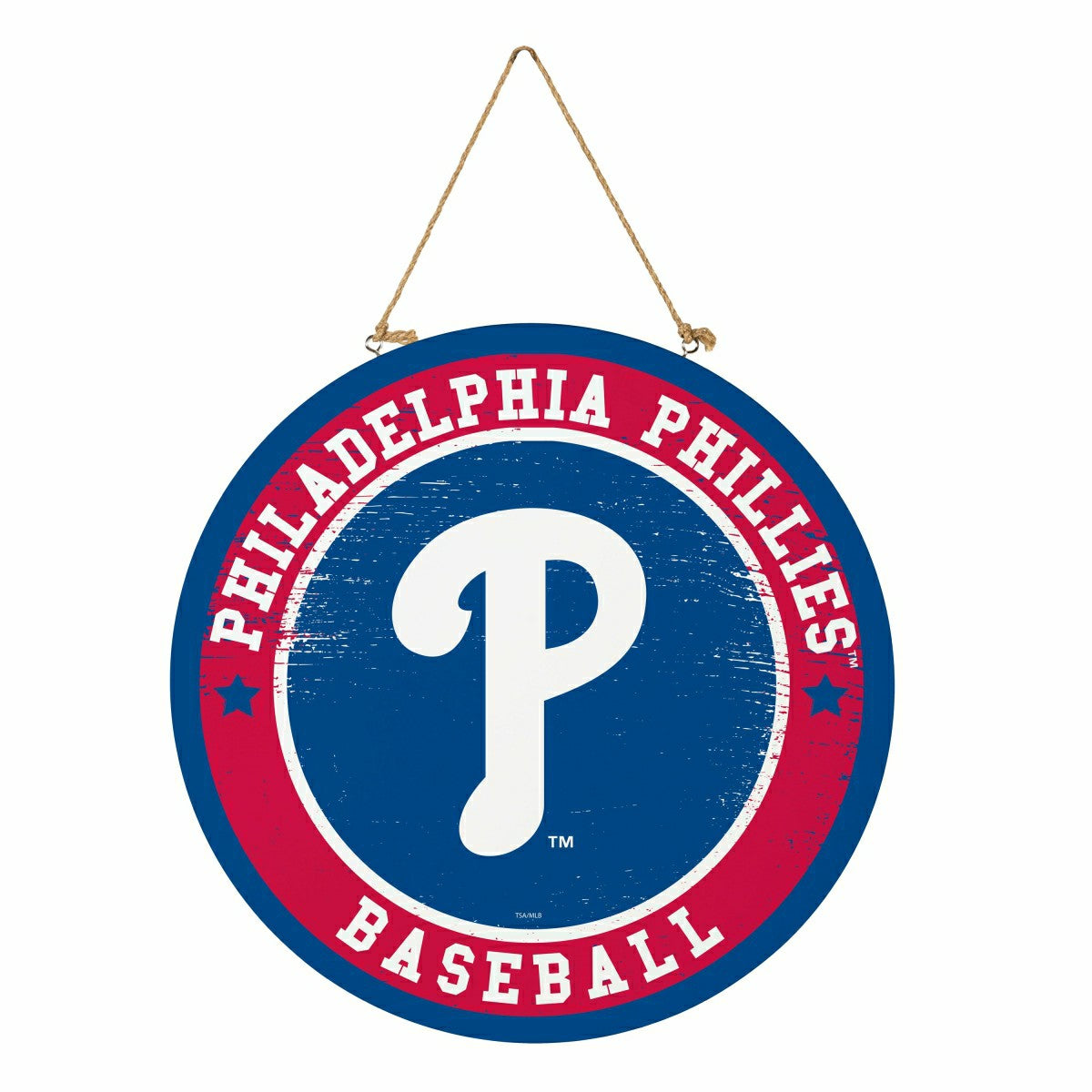 Philadelphia Phillies Round Door Décor with Hanging Rope, 18x18 - MLB Home
