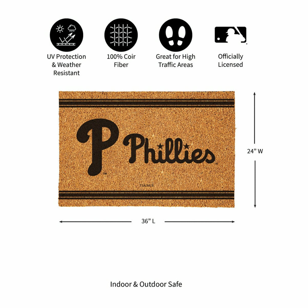 Philadelphia Phillies Large One Color Coir Mat, 36"x24" - MLB